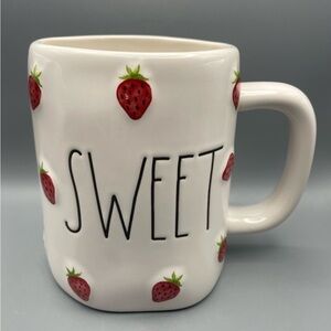Rae Dunn SWEET White Ceramic Mug with Strawberries NEW